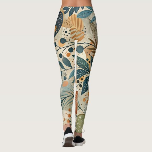 Whimsical Greenery Moderne botanische Leggings (Rückseite)