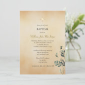 Whimsical Greenery Parchment Orthodox Baptism Einladung (Stehend Vorderseite)