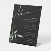 Whimsical Greenery und Gold | Black Wedding Menu Sockelschild (Vorderseite)