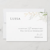 Whimsical Greenery und Gold Bridesmaid Card Einladung (Rückseite)