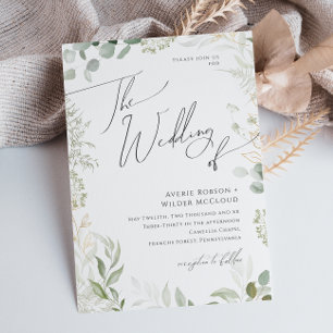 Whimsical Greenery und Gold die Hochzeit von Einladung