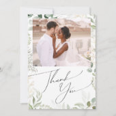 Whimsical Greenery und Gold Flat Foto Dankeskarte (Vorderseite)