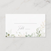 Whimsical Greenery und Gold | Flat Wedding Platzkarte (Vorderseite)