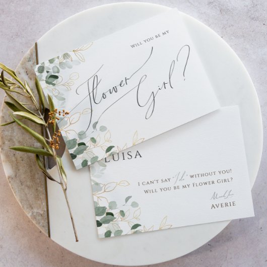 Whimsical Greenery und Gold | Flower Girl Card Einladung
