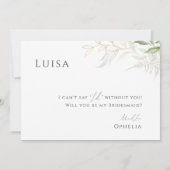 Whimsical Greenery und Gold Foto Bridesmaid Card Einladung (Rückseite)