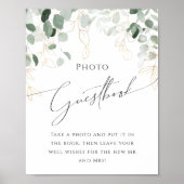 Whimsical Greenery und Gold Foto Guest Book Sign Poster (Vorne)