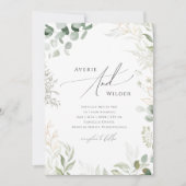 Whimsical Greenery und Gold Foto Lässig Hochzeit Einladung (Vorderseite)