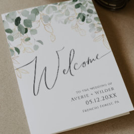Whimsical Greenery und Gold | Gedeckte Hochzeit Programm