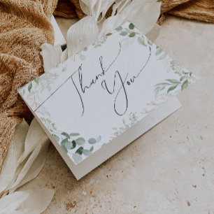 Whimsical Greenery und Gold geklappt Danke Karte