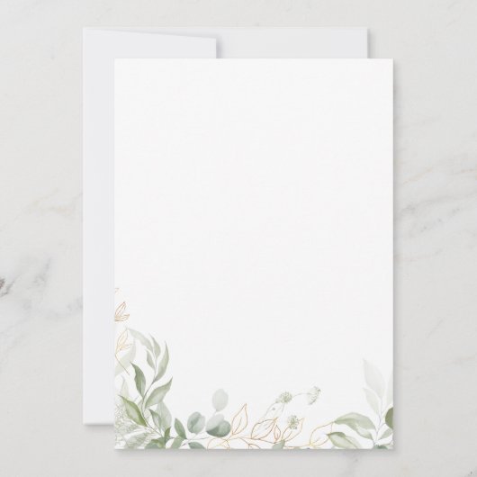 Whimsical Greenery und Gold | Hochzeitsempfang Einladung (Rückseite)