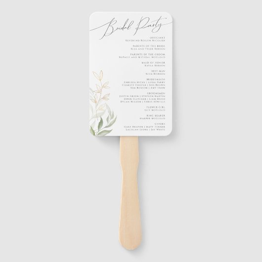 Whimsical Greenery und Gold | Hochzeitsprogramm Fächer (Rückseite)