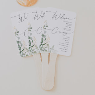 Whimsical Greenery und Gold   Hochzeitsprogramm Fächer