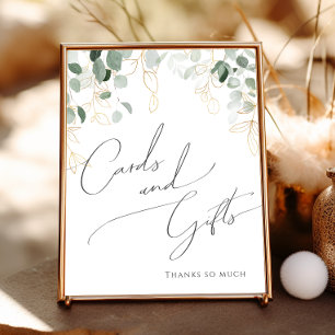 Whimsical Greenery und Gold   Kartenzeichen Poster
