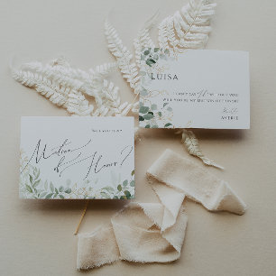 Whimsical Greenery und Gold Matron of Honor Card Einladung