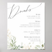 Whimsical Greenery und Gold | Menü "Hochzeitsgeträ Poster (Vorne)