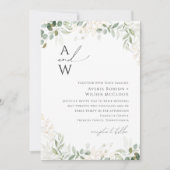 Whimsical Greenery und Gold Monogram Wedding Einladung (Vorderseite)