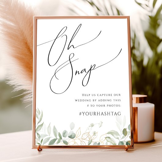 Whimsical Greenery und Gold | Oh Snap Hashtag Poster