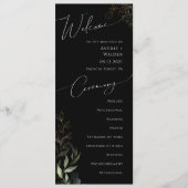 Whimsical Greenery und Gold | Schwarze Hochzeit Programm (Vorderseite)