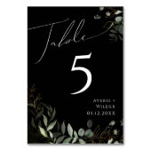 Whimsical Greenery und Gold | Schwarze Tischnummer (Rückseite)