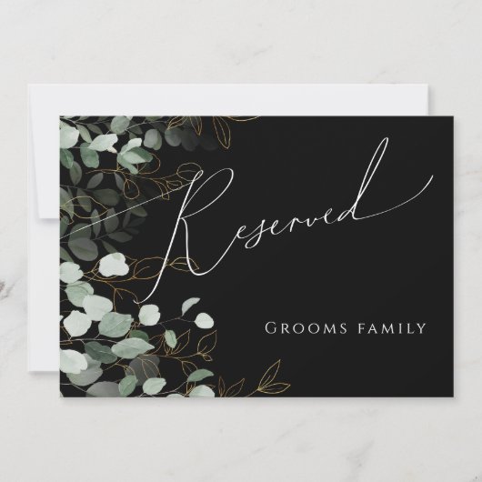 Whimsical Greenery und Gold | Schwarzes Zeichen (Vorderseite)