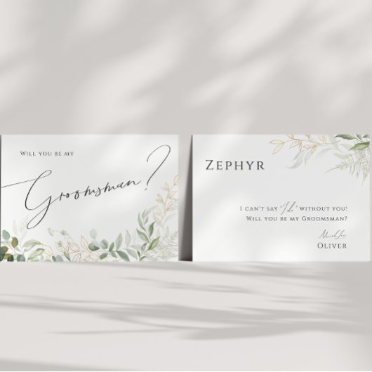 Whimsical Greenery und Gold | Trauzeuge Card Einladung