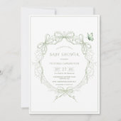 Whimsical Greenery Vintage Baby Shower Einladung (Vorderseite)