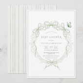 Whimsical Greenery Vintage Baby Shower Einladung (Vorne/Hinten)