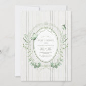 Whimsical Greenery Vintage Baby Shower Einladung (Vorderseite)