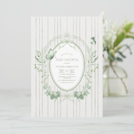 Whimsical Greenery Vintage Baby Shower Einladung