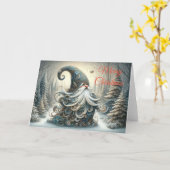 Whimsical Grey Christmas Gnome Grußkarte Karte (Gelbe Blume)