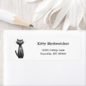 Whimsical Grey Tabby Cat Cartoon Rücksendeadresse (Insitu)