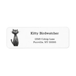 Whimsical Grey Tabby Cat Cartoon Rücksendeadresse