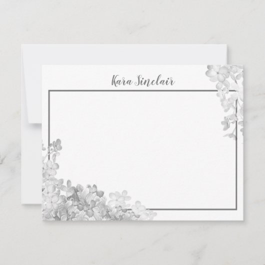 Whimsical Grise Blossom Mitteilungskarte (Vorderseite)