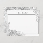 Whimsical Grise Blossom Mitteilungskarte (Vorne/Hinten)