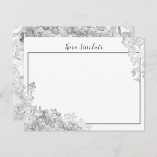 Whimsical Grise Blossom Mitteilungskarte (Vorne/Hinten)