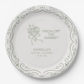 Whimsical Grüne Frisch Vom Markt Brautparty Pappteller (Vorderseite)