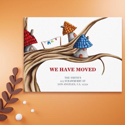 Whimsical haben wir die Bewegung des Hauses versch Ankündigungspostkarte