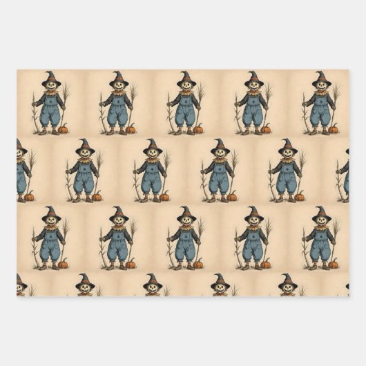Whimsical Halloween And Fall, Ghost, Scarecrow,  Geschenkpapier Set (Vorderseite 2)
