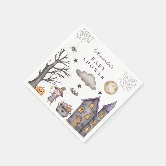 Whimsical Halloween Baby Dusche Serviette (Ecke)