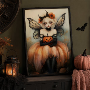 Whimsical Halloween Fairy mit Pumpkin Fantasy Art Poster