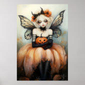 Whimsical Halloween Fairy mit Pumpkin Fantasy Art Poster (Vorne)