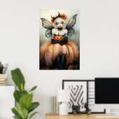 Whimsical Halloween Fairy mit Pumpkin Fantasy Art Poster (Heimbüro)