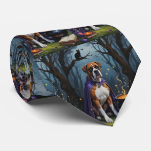 Whimsical-Halloween-Gemälde mit Boxerhund Krawatte