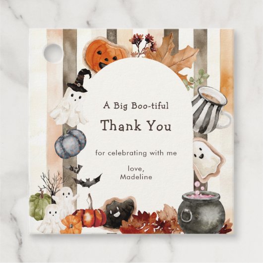 Whimsical Halloween Ghost Pumpkin Baby Dusche als Geschenkanhänger (Vorderseite)