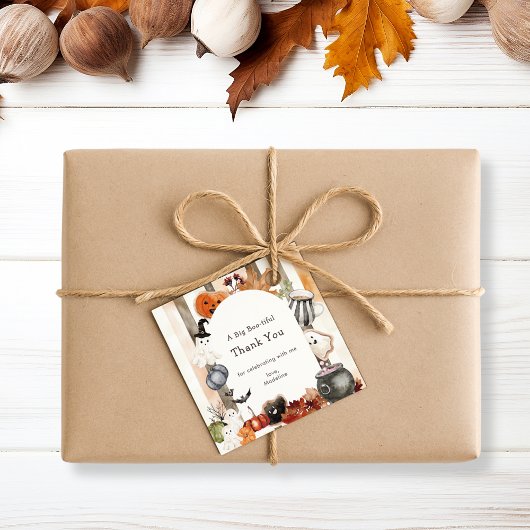 Whimsical Halloween Ghost Pumpkin Baby Dusche als Geschenkanhänger