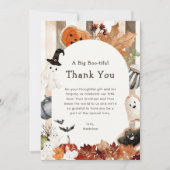 Whimsical Halloween Ghost Pumpkin Baby Shower Dankeskarte (Vorderseite)