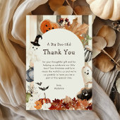 Whimsical Halloween Ghost Pumpkin Baby Shower Dankeskarte