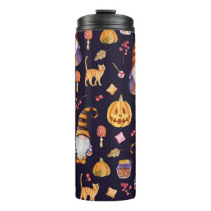 Whimsical Halloween: Gnome & Kürbisse Thermosbecher