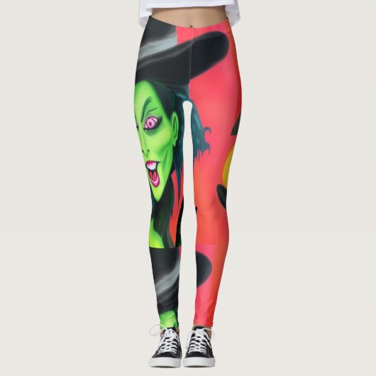 Whimsical Halloween Hexe Leggings (Vorderseite)