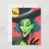 Whimsical Halloween Hexe Mitteilungskarte (Vorderseite)